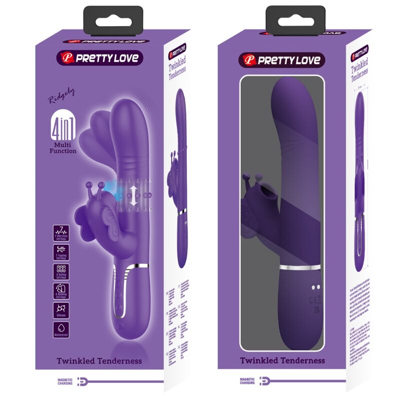 PRETTY LOVE - MULTIFUNKTIONS-KANINCHENVIBRATOR 4 IN 1 SCHMETTERLING LILA – Bild 11