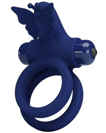 PRETTY LOVE - JAMELE DOPPELRING MIT VIBRATION & SCHMETTERLINGSTIMULATOR BLAU