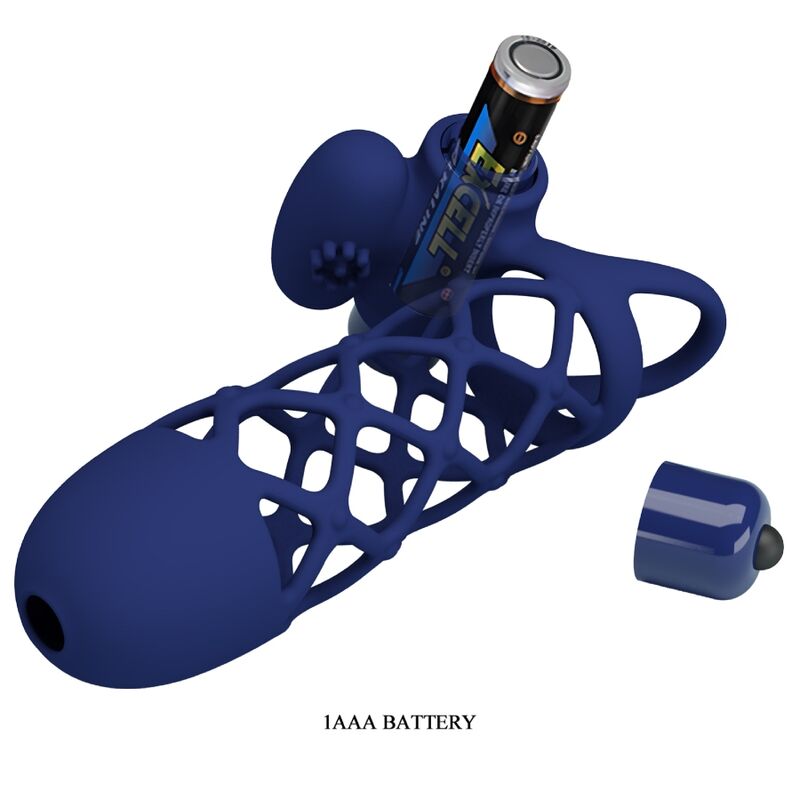 PRETTY LOVE - GIANN VIBRATORRING MIT SILIKONHÜLLE BLAU – Bild 6