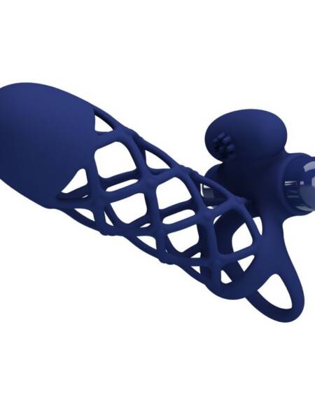 PRETTY LOVE - GIANN VIBRATORRING MIT SILIKONHÜLLE BLAU