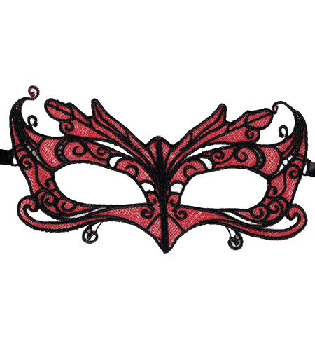 QUEEN LINGERIE - SPITZENMASKE MIT ROTEN DETAILS