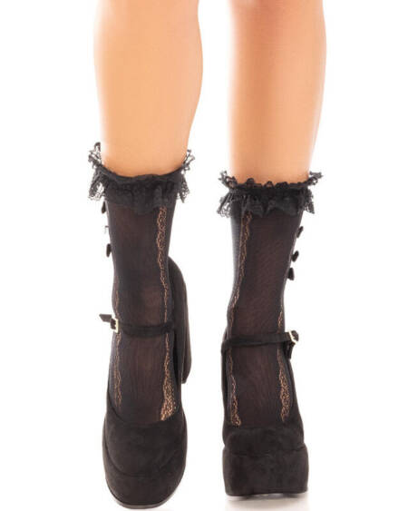 LEG AVENUE - SÖCKCHEN MIT RÜSCHEN SCHWARZ