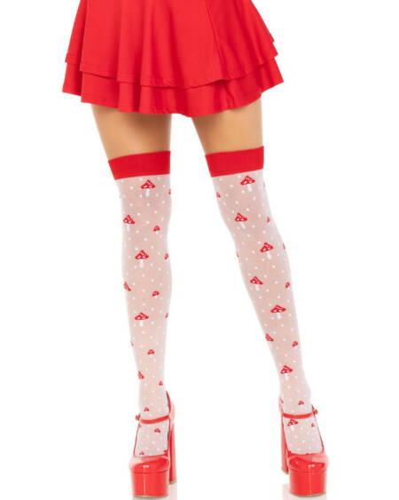 LEG AVENUE - PILZ HOHE SOCKEN ROT/WEISS