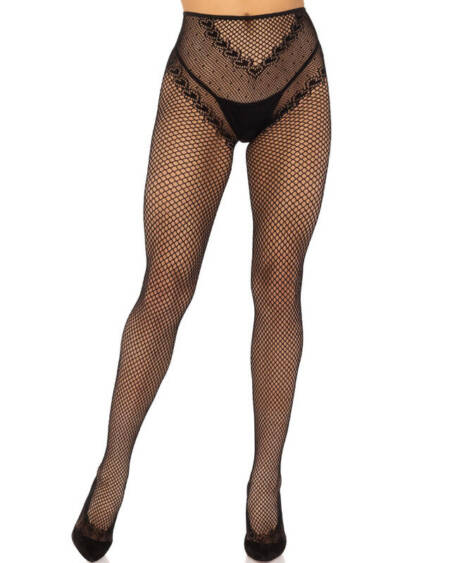 LEG AVENUE - NETZSTRÜMPFE OHNE SCHRITT SCHWARZ