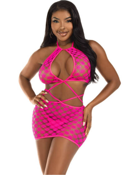 LEG AVENUE - MINIKLEID MIT ÖFFNUNGEN PINK EINHEITSGRÖSSE