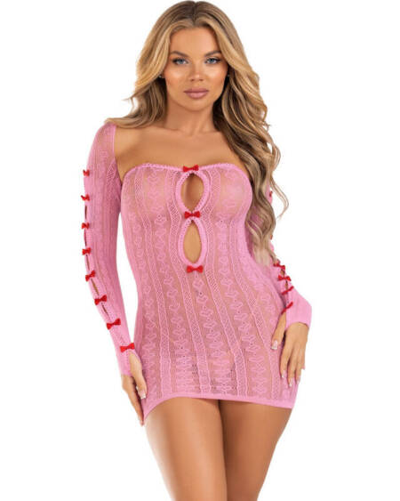 LEG AVENUE - KLEID HERZ & SCHLEIFEN ROSA EINHEITSGRÖSSE