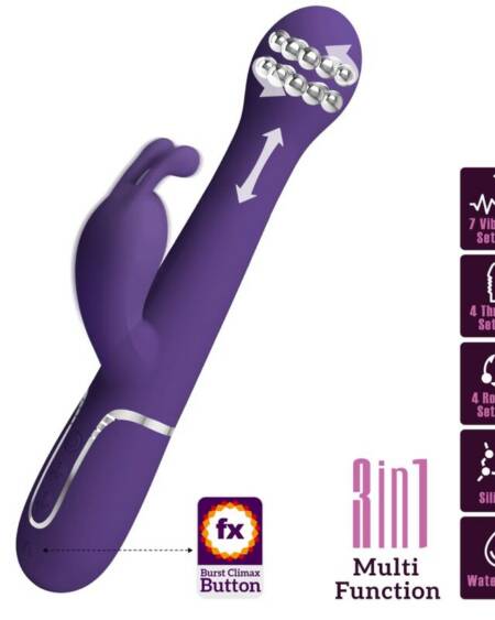 PRETTY LOVE - DEJON RABBIT VIBRATOR 3 IN 1 MULTIFUNKTIONS-LILA