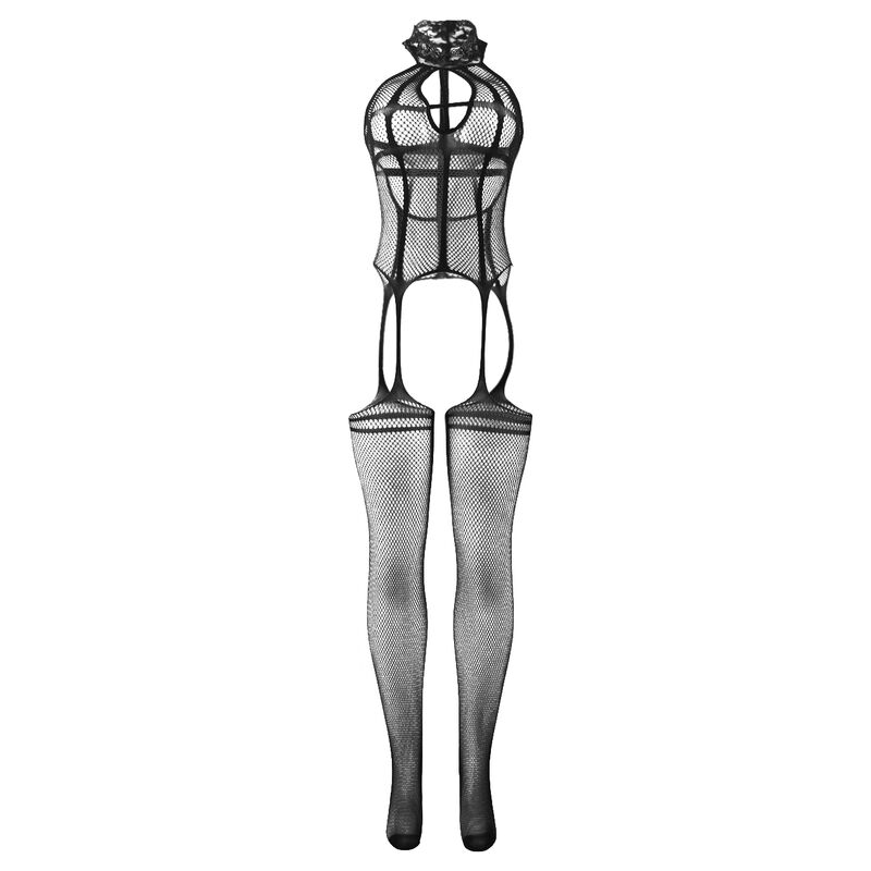 SUBBLIME - 951986 NETZ-BODYSTOCKING OHNE SCHRITT MIT PRINTS AM HALS SCHWARZ EINE GRÖSSE – Bild 4