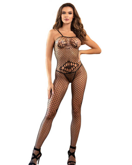 SUBBLIME - 952112 NETZ-BODYSTOCKING MIT DETAILS AUF BRUST UND BAUCH SCHWARZ EINE GRÖSSE