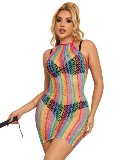 SUBBLIME - 952341 REGENBOGEN-NETZ-KLEID EINE GRÖSSE