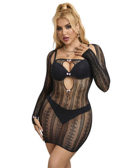 SUBBLIME - 952464 SCHWARZER NETZ-KLEID EINE GRÖSSE