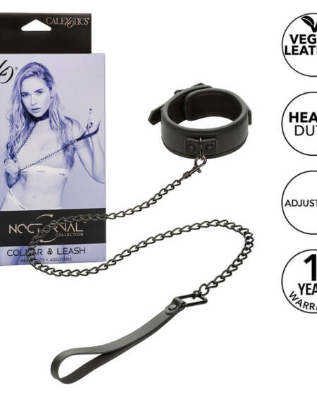 CALEXOTICS - NOCTURNAL HALSBAND & LEINE LEDER VERSTELLBAR SCHWARZ
