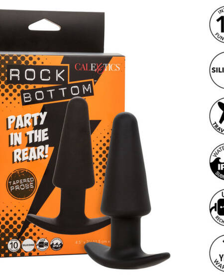 CALEXOTICS - ROCK BOTTOM TAPERED ANAL PLUG 10 VIBRACIONES SILIKON SCHWARZ