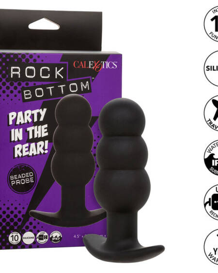 CALEXOTICS - ROCK BOTTOM ANAL PLUG MIT PERLEN 10 VIBRATIONEN SILIKON SCHWARZ