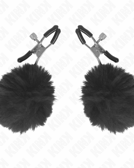 KINK - KUNSTFELLBALL-NIPPELKLAMMER SCHWARZ 6 CM