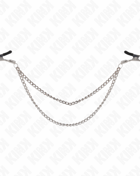 KINK - NIPPELKLEMMEN MIT 2 DICKEN KETTEN SILBER 20/23 CM