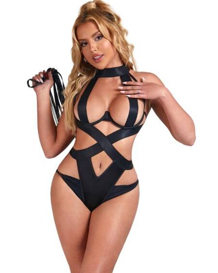 SUBBLIME - SEXY HALTER-BODY MIT HARNESS SCHWARZ L/XL