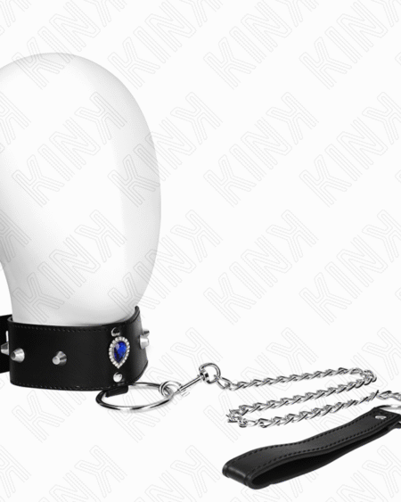 KINK - HALSKETTE 65 CM MIT BAND MIT BLAUEN DIAMANTEN VERSTELLBAR 36-43 CM X 5 CM