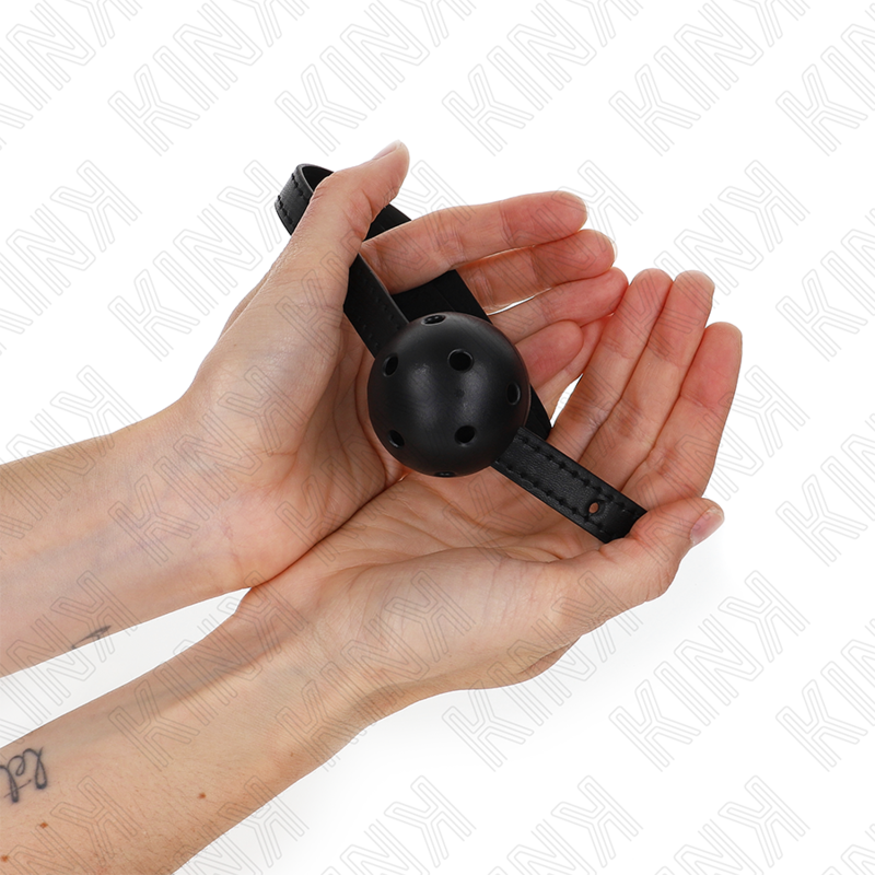 KINK - SIMPLICITY SCHWARZER ATMUNGSAKTIVER BALL 4,5 CM GAG 62 x 1,5 CM – Bild 2