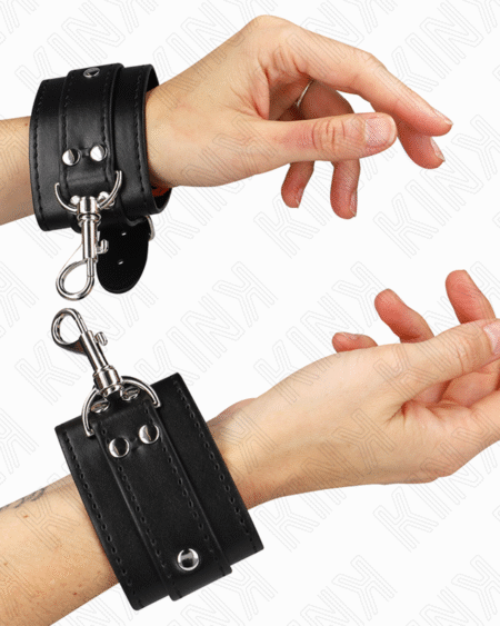 KINK - ABSCHLIEßBARE DUNGEON HANDGELENKSFESSELN SCHWARZ VERSTELLBAR 21-28 CM X 5,5 CM