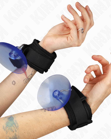 KINK - HANDGELENKFESSELN MIT SAUGNÄPFEN SCHWARZ 29-40 CM X 5 CM