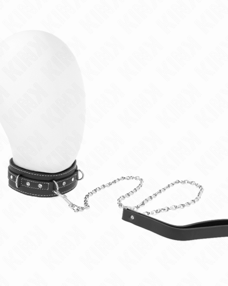 KINK - PVC LEDER HALSKETTE MIT GÜRTEL 105 CM STRASS NIETE 41,5 X 4 CM