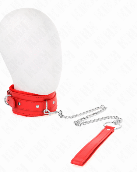KINK - HALSBAND MIT LEINE 65 CM MIT EINSCHRÄNKUNGEN ROT 36-42 CM X 5,5 CM