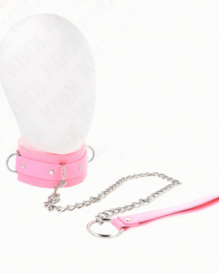 KINK - HALSBAND MIT LEINE 65 CM MIT EINSCHRÄNKUNGEN ROSA 36-42 CM X 5,5 CM