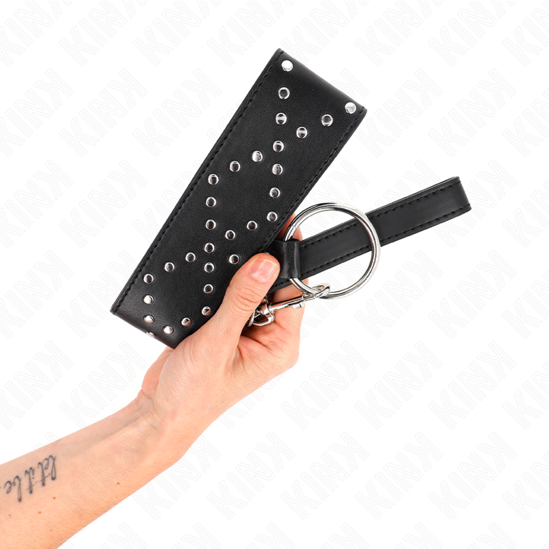 KINK - HALSKETTE 65 CM MIT LEINE MIT SILBERNEN NIETEN MODELL 3 VERSTELLBAR 36-43 CM X 5 CM – Bild 5