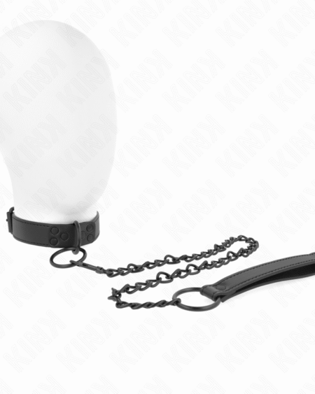 KINK - HALSBAND MIT DUNKLER LEINE 65 CM VERSTELLBAR 37-54 CM X 3 CM