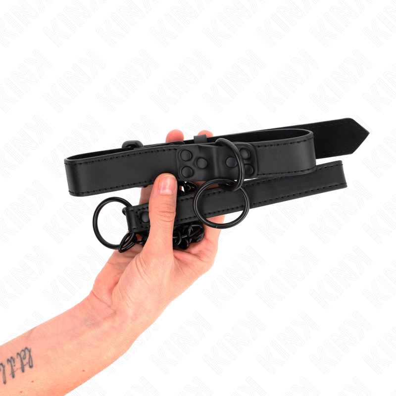 KINK - HALSBAND MIT DUNKLER LEINE 65 CM VERSTELLBAR 37-54 CM X 3 CM – Bild 5