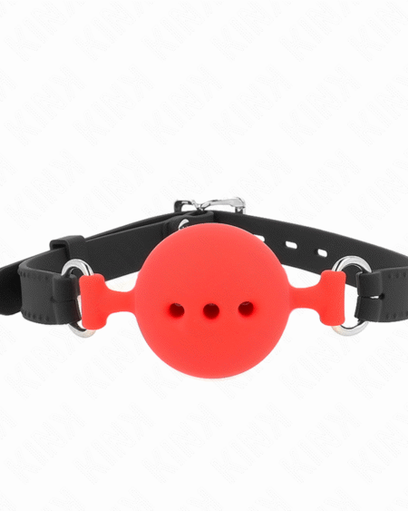 KINK - VOLLSILIKON-KLAPPEN 55 x 2 CM MIT 5 CM KUGEL GRÖSSE L ROT VERSTELLBAR 35-51 CM