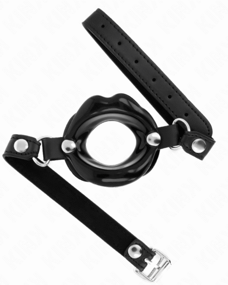 KINK - LIP 8 CM KNEBEL MIT SCHWARZEM KUNSTLEDERBAND 63 x 2 CM VERSTELLBAR 39-58 CM