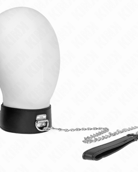 KINK - HALSKETTE MIT GÜRTEL 65 CM MIT BREITEM SCHWARZEN RIEMEN VERSTELLBAR 33,5-41 CM X 5 CM