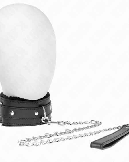 KINK - HALSBAND MIT LEINE 65 CM MIT EINSCHRÄNKUNGEN SCHWARZ 36-42 CM X 5,5 CM