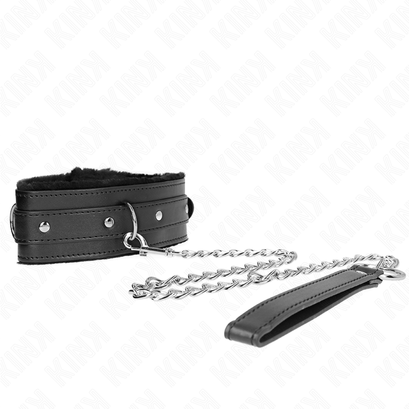 KINK - HALSBAND MIT LEINE 65 CM MIT EINSCHRÄNKUNGEN SCHWARZ 36-42 CM X 5,5 CM – Bild 3