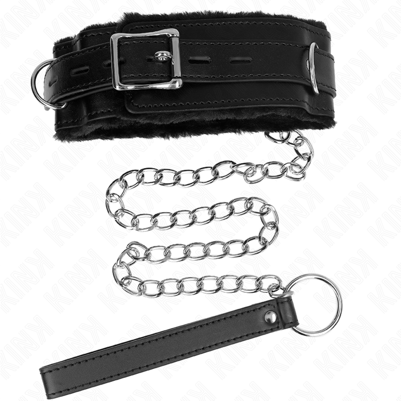 KINK - HALSBAND MIT LEINE 65 CM MIT EINSCHRÄNKUNGEN SCHWARZ 36-42 CM X 5,5 CM – Bild 5