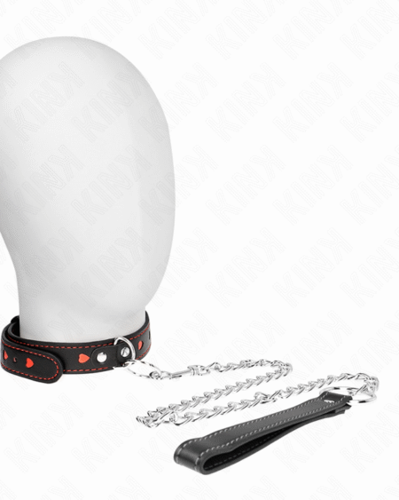 KINK - HALSKETTE MIT BAND 65 CM HERZDETAILS 52,5 X 2,5 CM