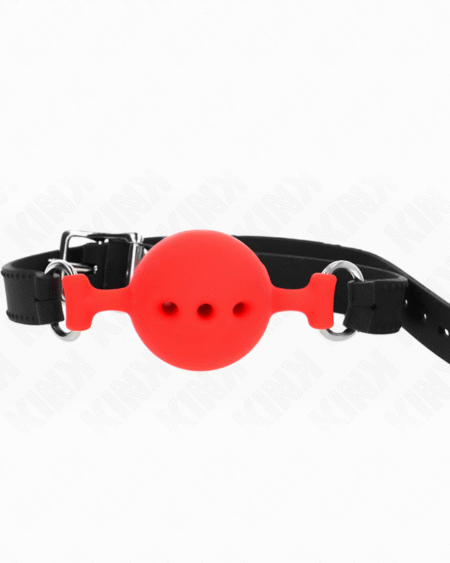 KINK - VOLLSILIKON-KLAPPEN 55 x 2 CM MIT 4,5 CM KUGEL GRÖSSE M ROT VERSTELLBAR 35-51 CM