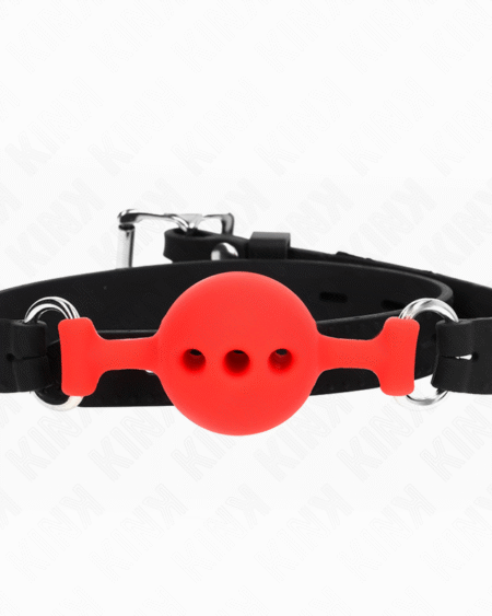 KINK - VOLLSILIKON-KLAPPEN 55 x 2 CM MIT 4 CM KUGEL GRÖSSE S ROT VERSTELLBAR 35-51 CM