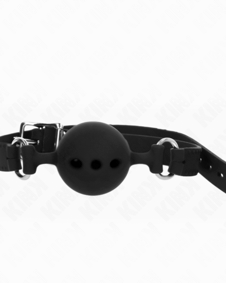 KINK - VOLLSILIKON-KLAPPEN 55 x 2 CM MIT 5 CM KUGEL GRÖSSE L SCHWARZ VERSTELLBAR 35-51 CM