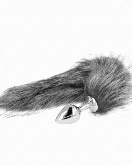 KINK - ANAL PLUG GRÖSSE M 8 X 3,5 CM MIT KUNSTSTOFFSCHWANZ 40 CM GRAU