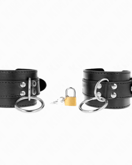 KINK - O-RING VERRIEGELTE HANDGELENKFESSELN SCHWARZ VERSTELLBAR 20-28 CM X 5,5 CM