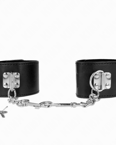 KINK - HANDGELENKFESSELN MIT VORHÄNGESCHLOSS VERSCHLUSS SCHWARZ VERSTELLBAR 16-23 CM X 5,5 CM