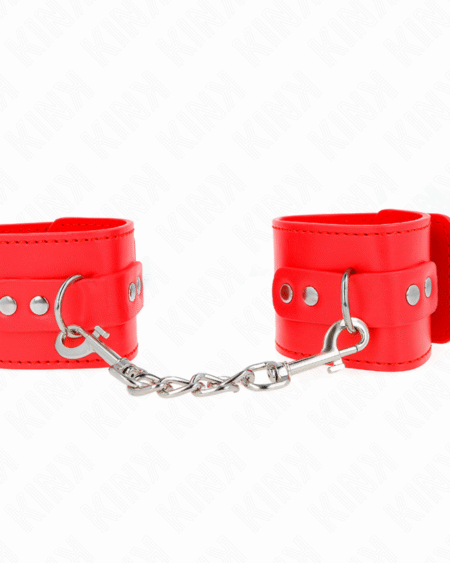 KINK - HANDGELENKFESSELN MIT VORHÄNGESCHLOSS VERSCHLUSS ROT VERSTELLBAR 16-23 CM X 5,5 CM