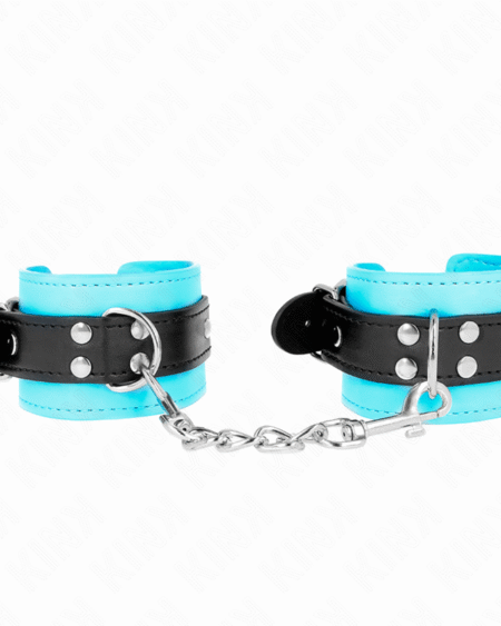 KINK - HAKEN-HANDFESSELN BLAU PELZGEFÜTTERT VERSTELLBAR 20-28 CM X 5,5 CM