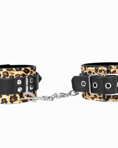 KINK - LEOPARD HANDGELENKFESSEL AUS ECHTLEDER, VERSTELLBAR 18-29 CM X 5,5 CM