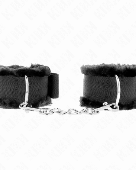 KINK - PELZGEFÜTTERTE HANDGELENKFESSELN SCHWARZ VERSTELLBAR 17-31 CM X 7 CM