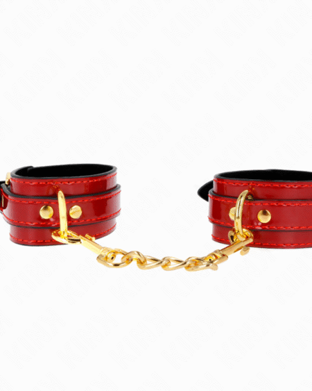 KINK - JOANNA ANGEL HANDGELENKMANSCHETTEN ROT VERSTELLBAR MIT GOLDKETTE 16,5-26 CM X 4 CM