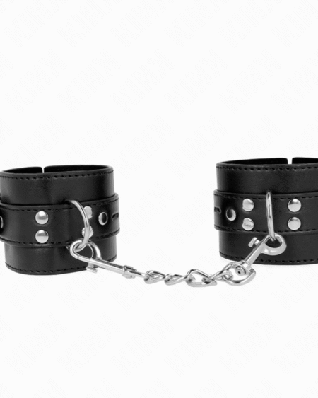 KINK - HANDGELENKFESSELN SCHWARZ MIT SCHWARZEM GÜRTEL VERSTELLBAR 17-28 CM X 6 CM